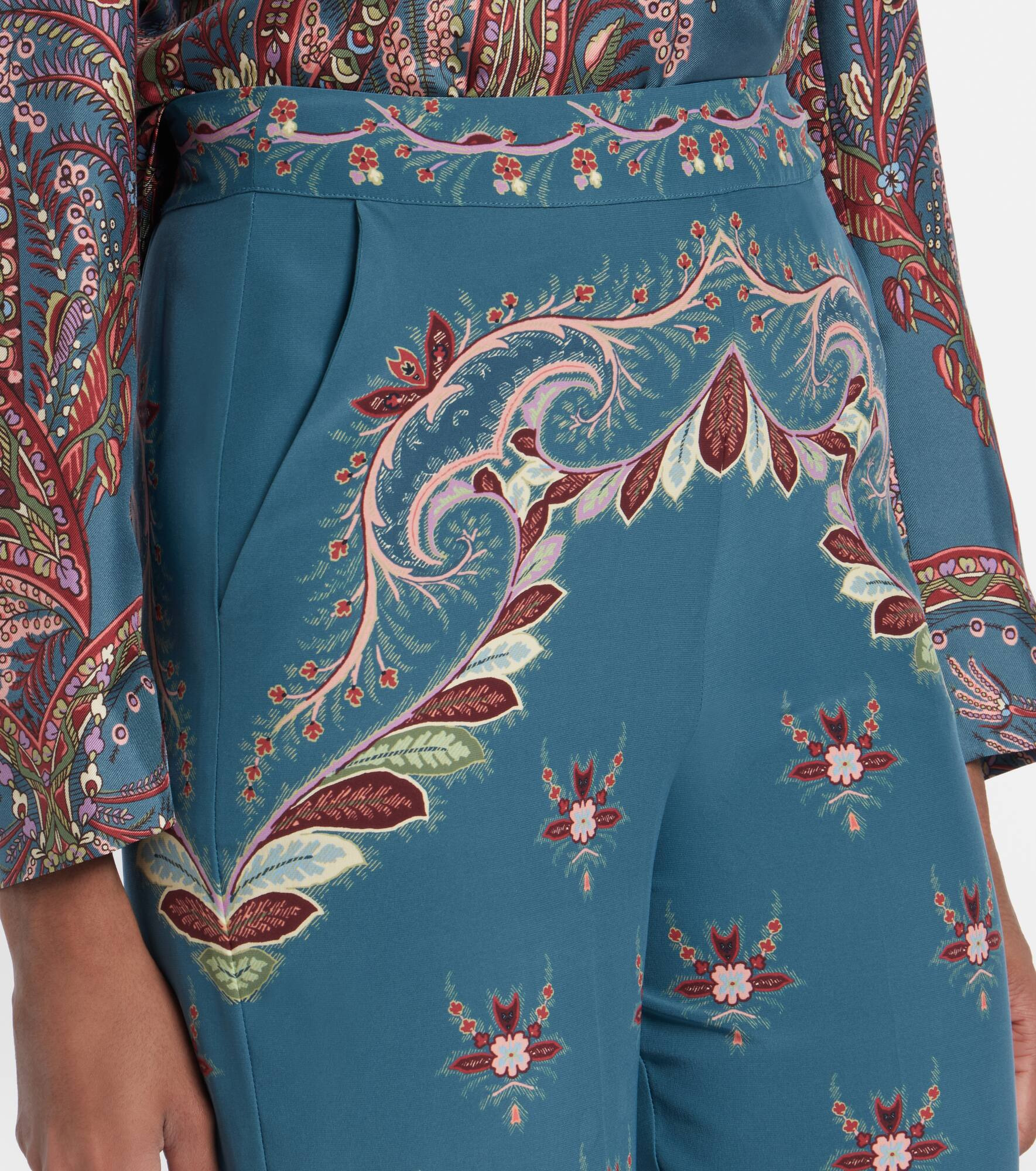Floral printed silk flared pants - 4