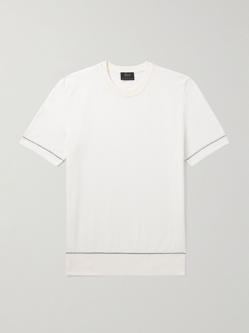 Slim-Fit Sea Island Cotton-Piqué T-Shirt White 1
