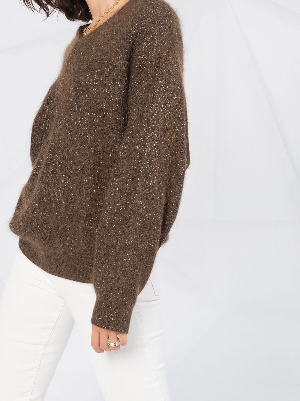 oversized V-neck jumper - 5