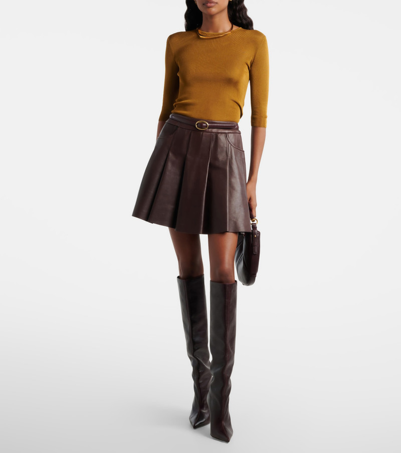NOUR HAMMOUR Pleated leather miniskirt outlook