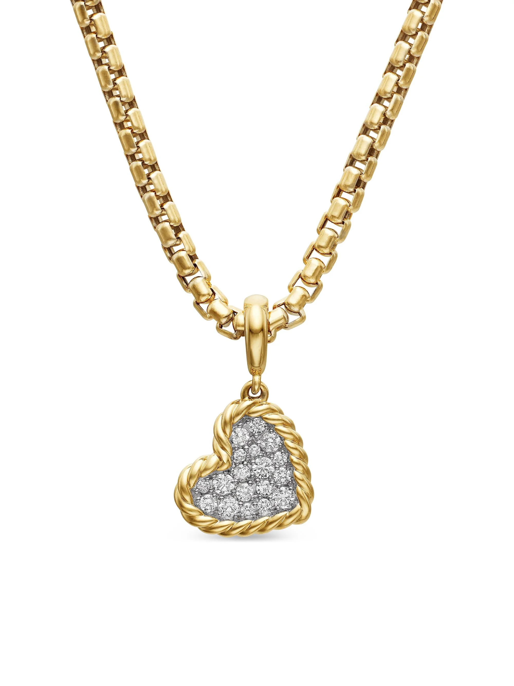 Women's DY Elements Heart Pendant In 18K Yellow Gold with Pavé Diamonds - Diamond - 1