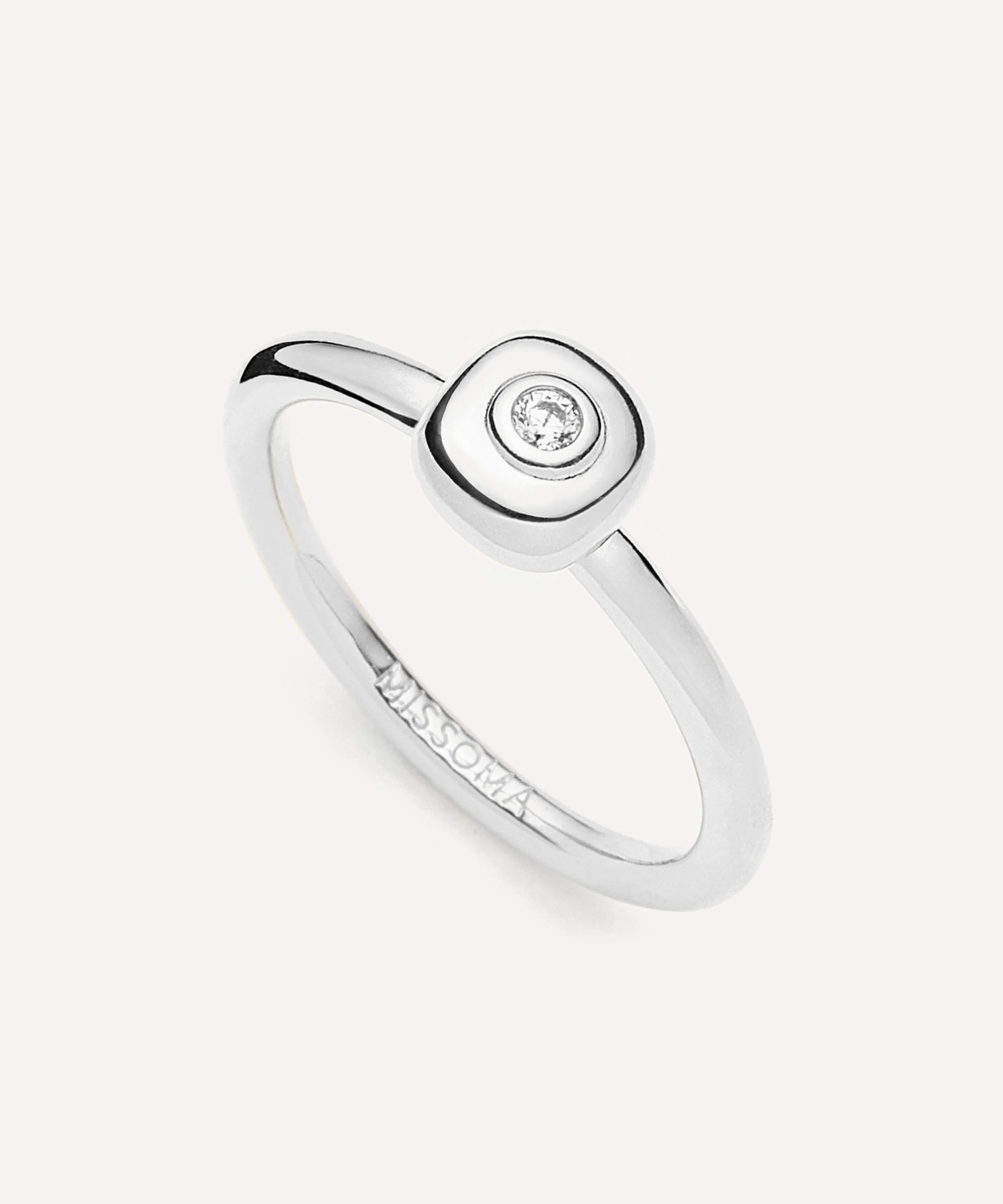 Silver-Plated Molten Soft Square Ring - 1