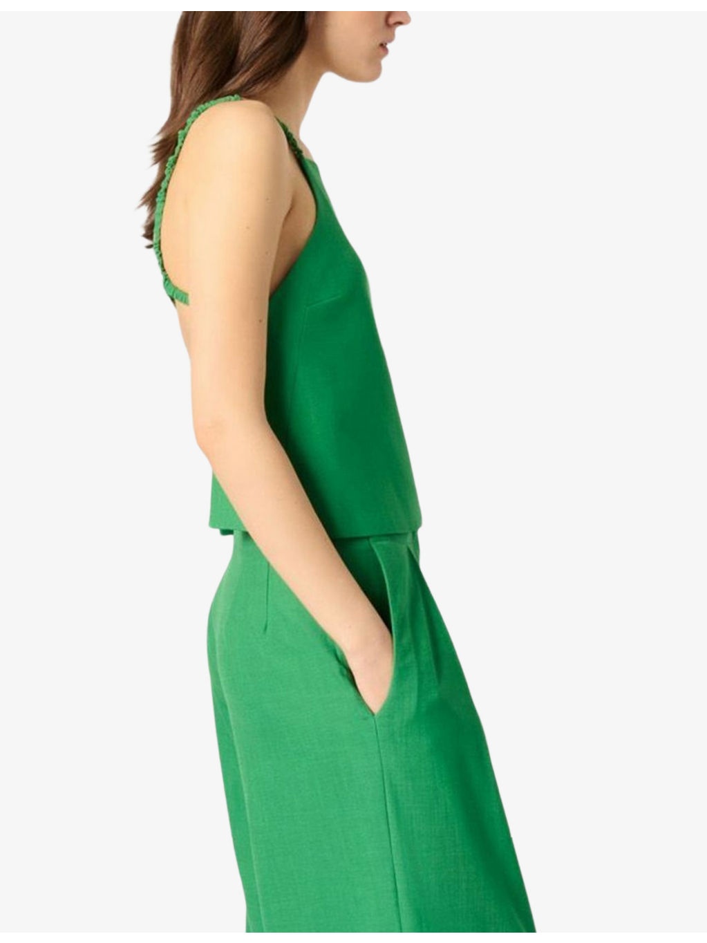 Straight-Neck Backless Stretch-Woven Top - 3