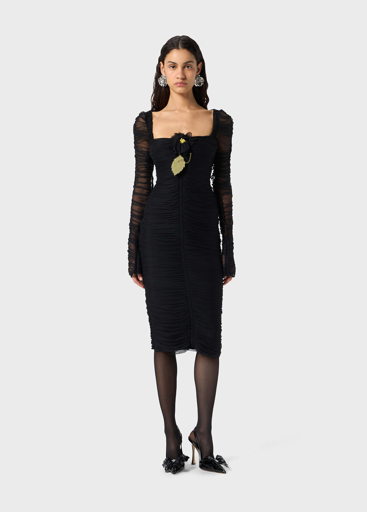 MIDI TULLE DRESS WITH BROOCH - 5