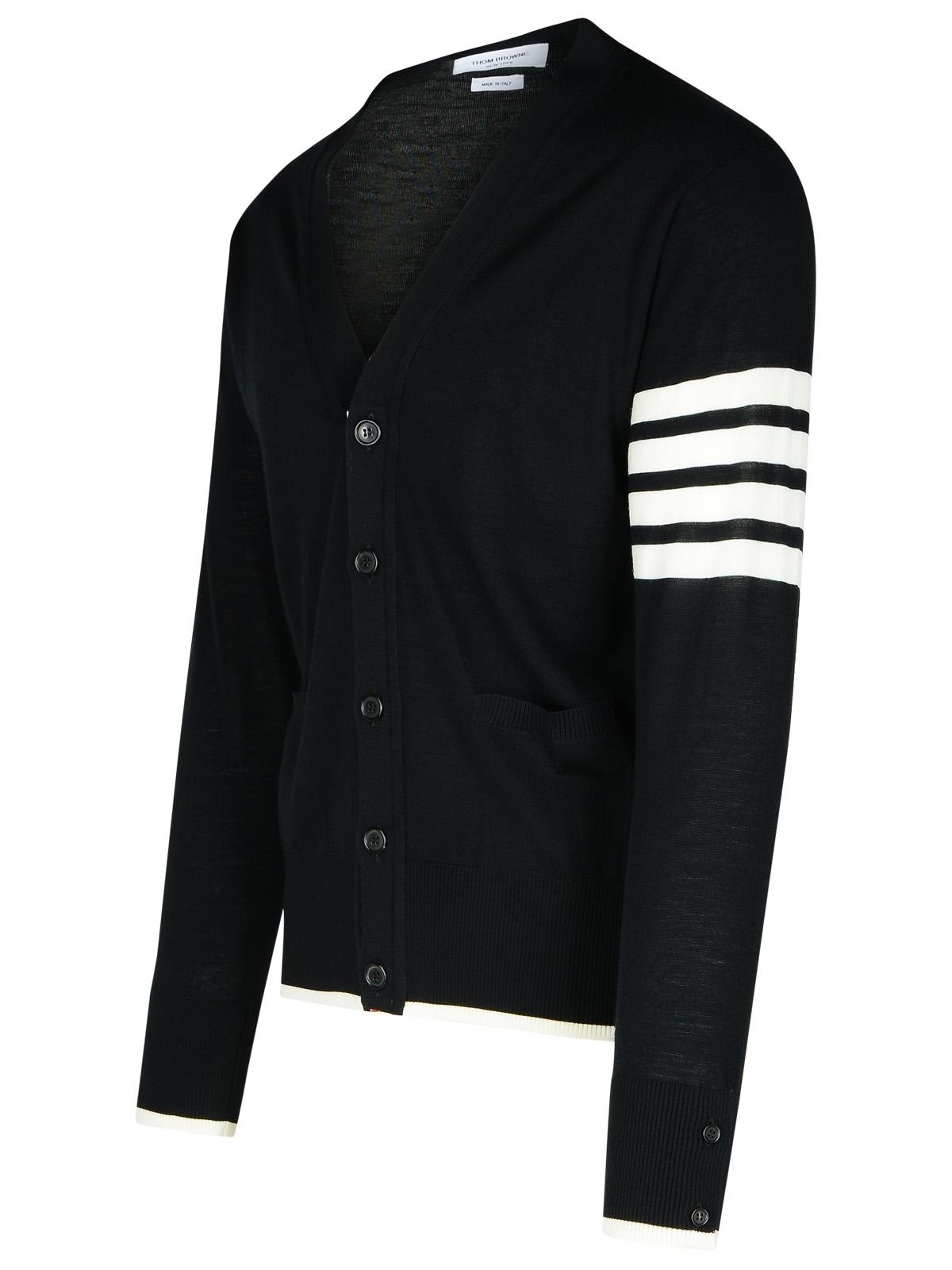 Thom Browne '4-Bar' Black Wool Cardigan Man - 2