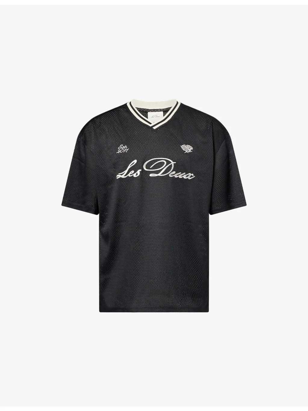 Brand-Embroidered Mesh Woven T-Shirt - 1