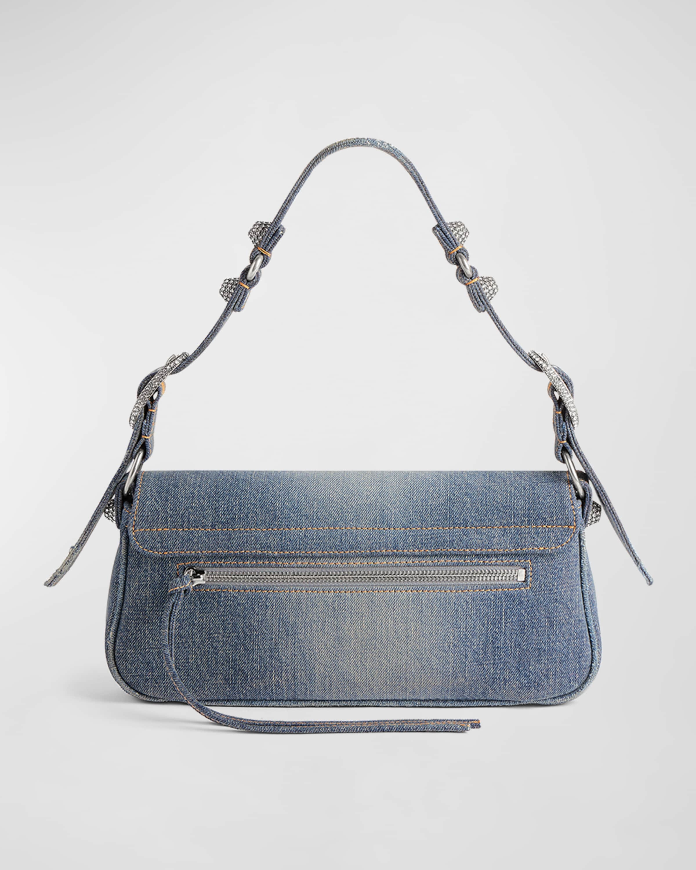 ショルダーバッグ・ポシェット BALENCIAGA LE CAGOLE SMALL SLING BAG DENIM WITH RHINESTONES Balenciaga Le Cagole Small Denim Shoulder Bag with