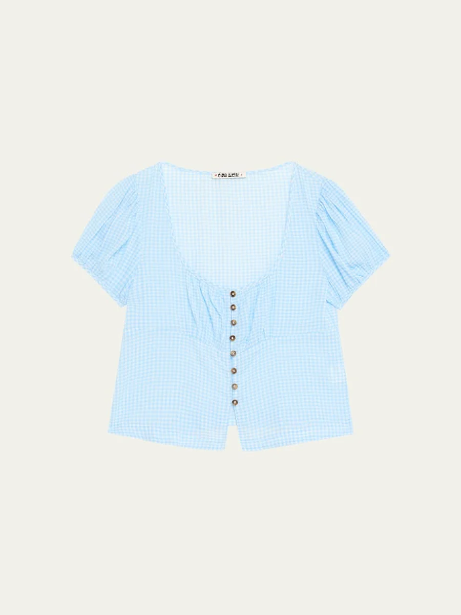 Risi Gingham Button-Front Top - 1