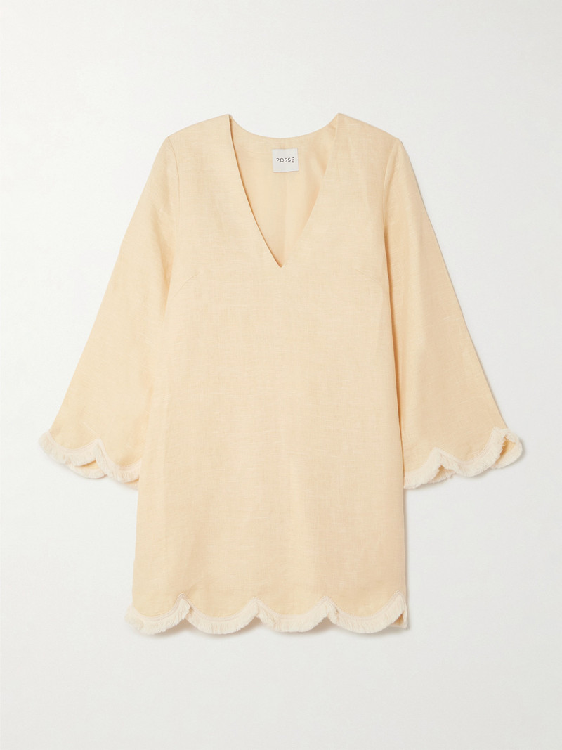 Essie Fringed Linen Mini Dress 1
