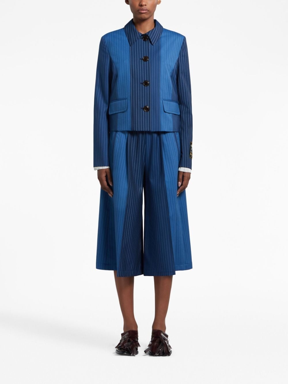pinstripe-pattern virgin wool jacket - 2