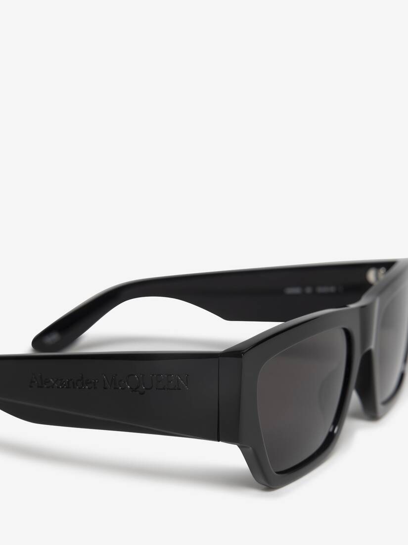 Men's McQueen Angled Rectangular Sunglasses in Black/smoke - 4
