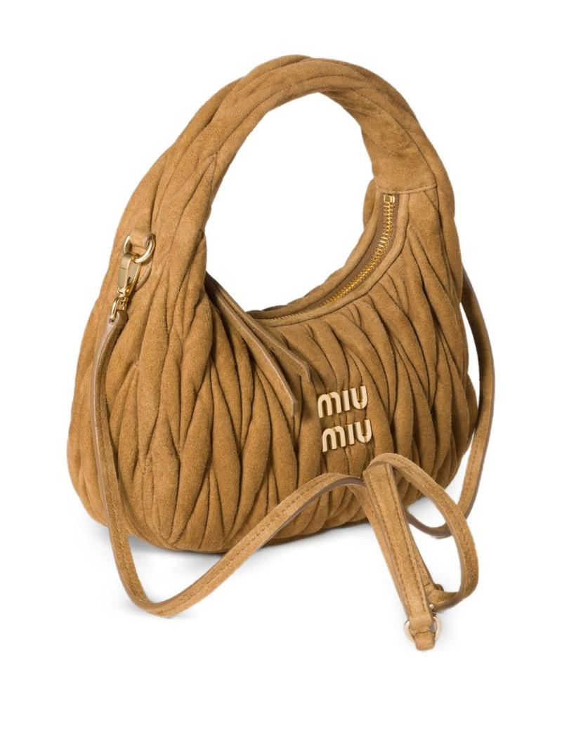 Miu Miu Wander matelassé suede shoulder bag outlook
