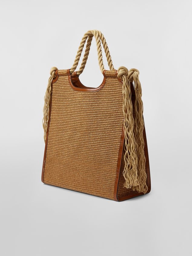 NORTH-SOUTH MATTING SHOPPING BAG WITH FRAYED ROPE HANDLES - 2