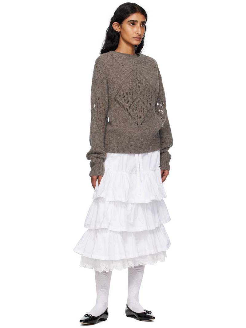 OPEN YY Taupe Alpaca Argyle Pointelle Sweater outlook