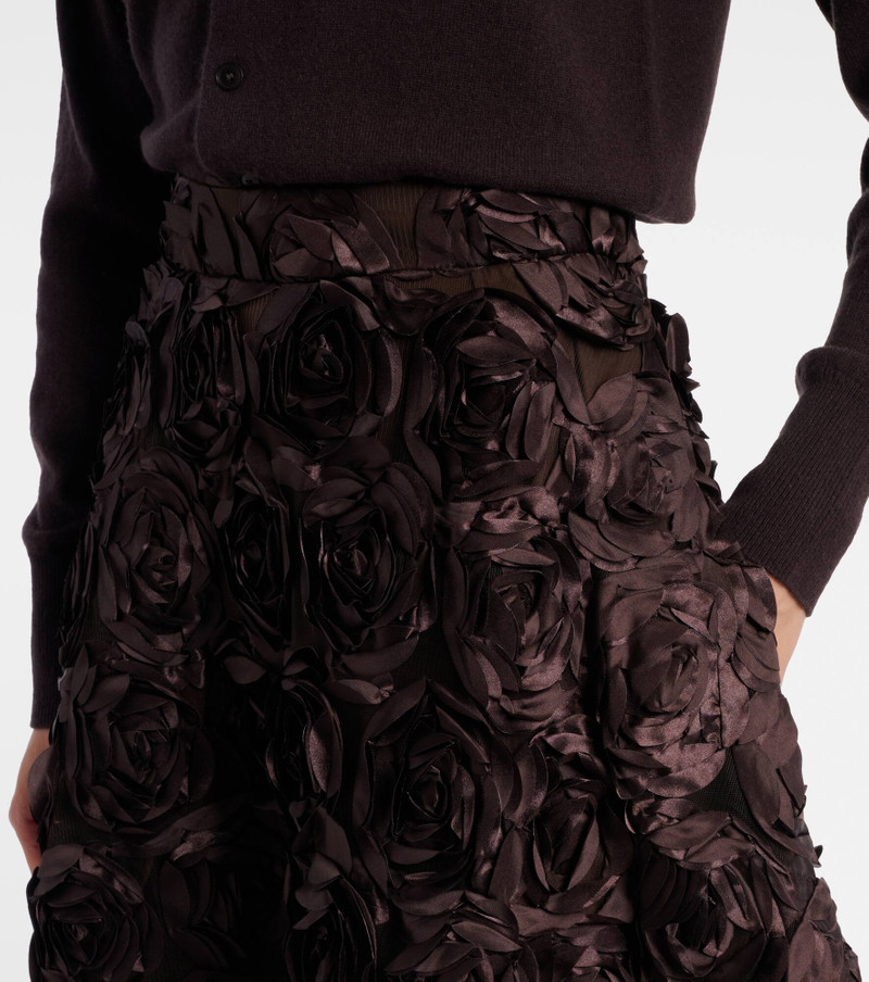 Floral-appliqué mesh midi skirt 4