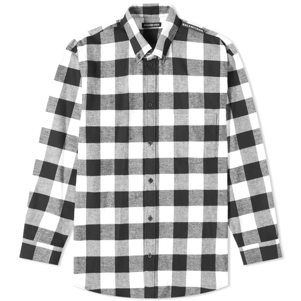 Balenciaga Tab Logo Checked Shirt - 1