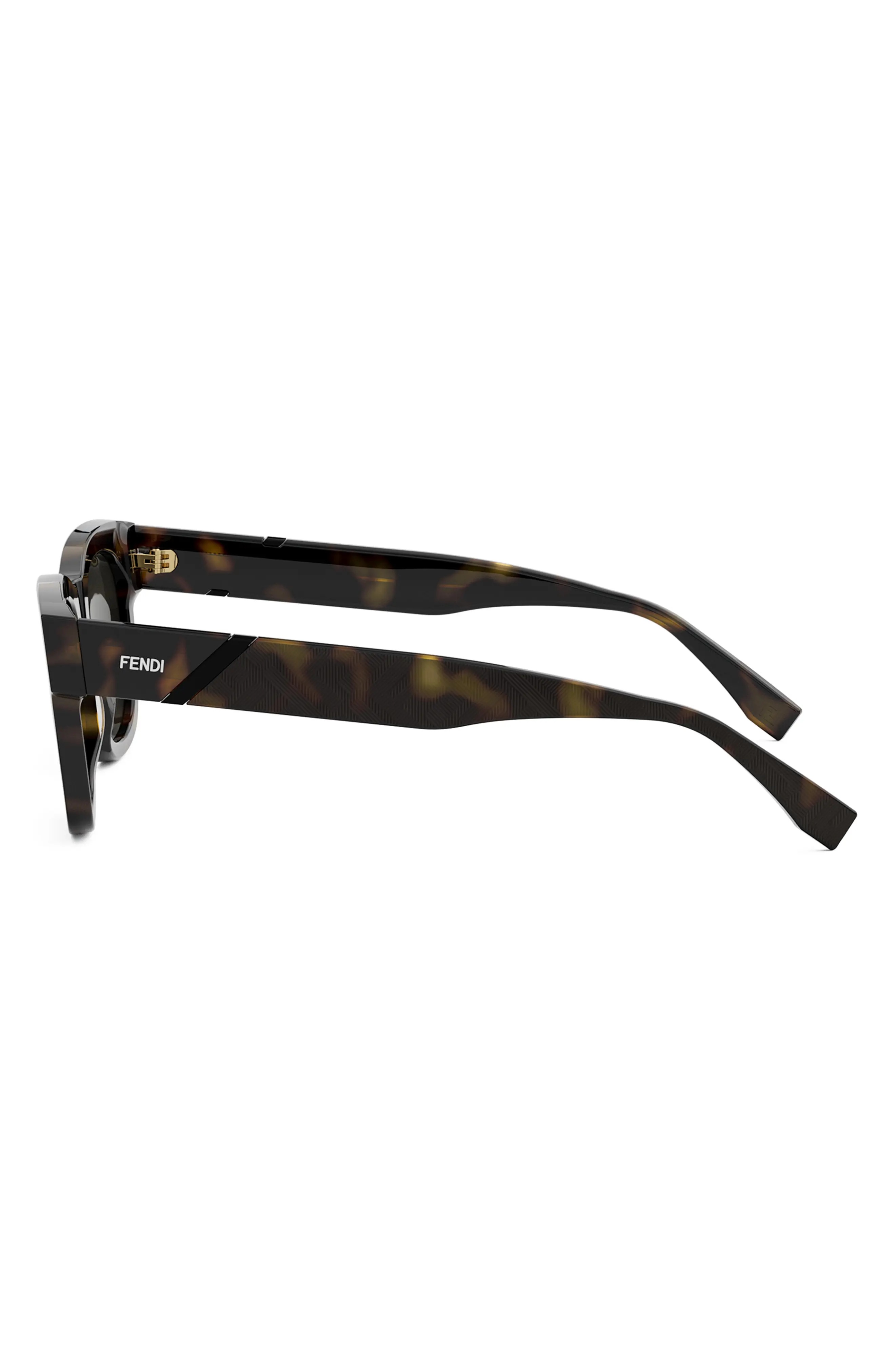 'Fendi Diagonal 51mm Square Sunglasses in Dark Havana /Smoke - 3