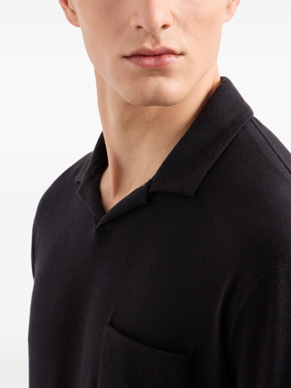 cotton-blend long-sleeved polo shirtc - 4