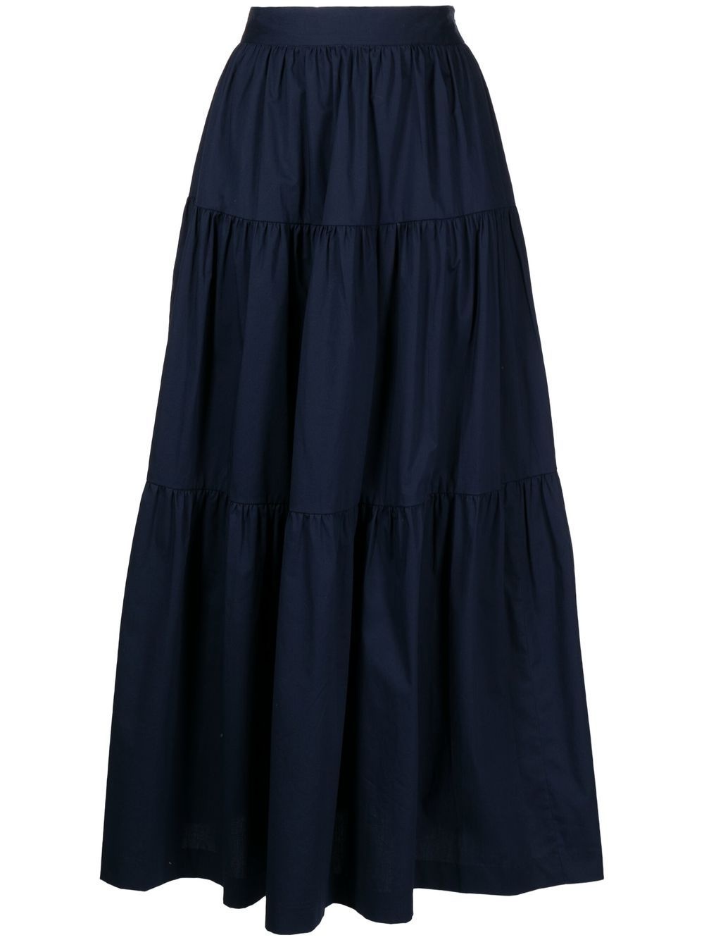 high-waisted tiered midi skirt - 1
