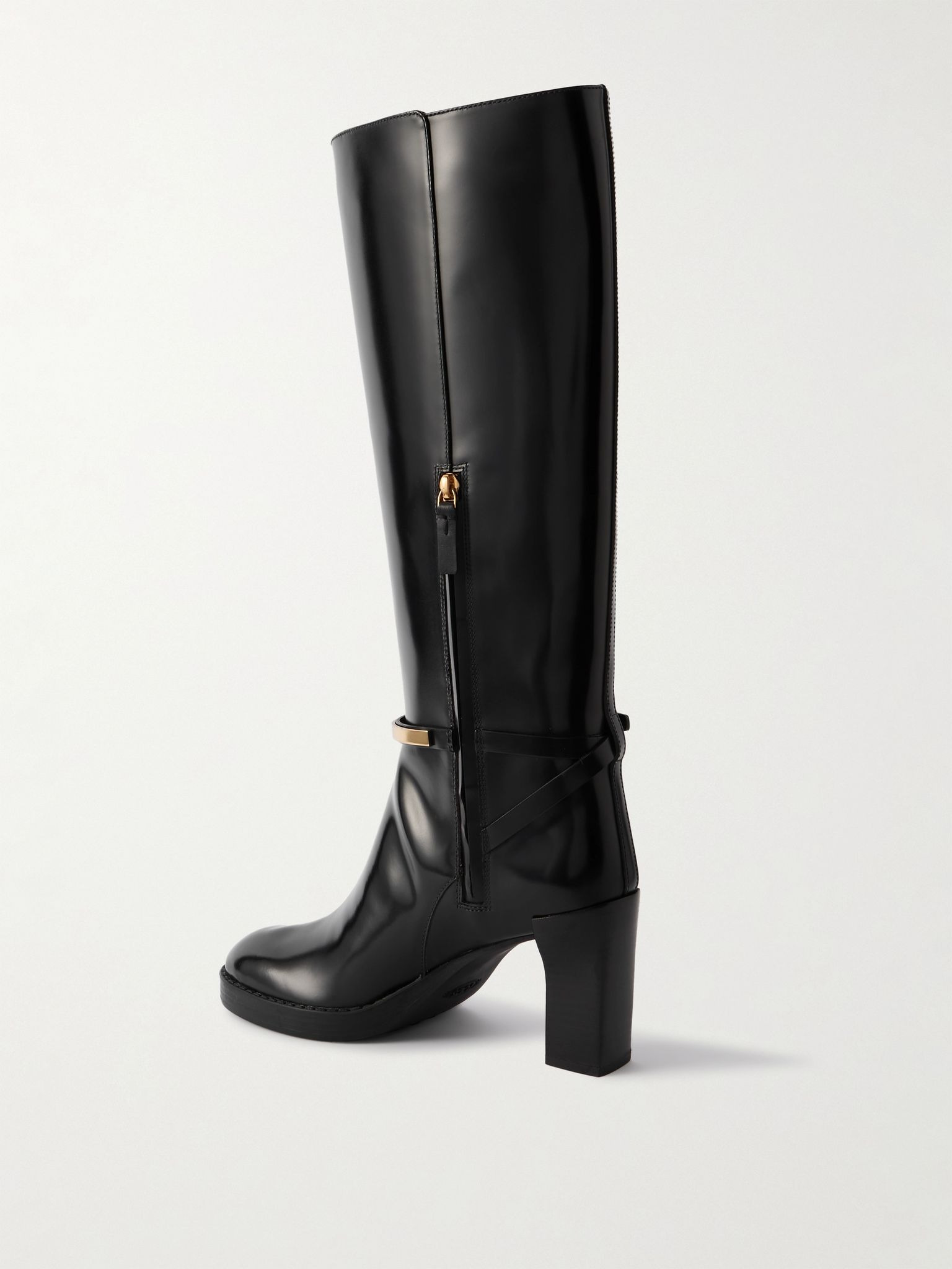 Gomma embellished leather knee boots Black - 3