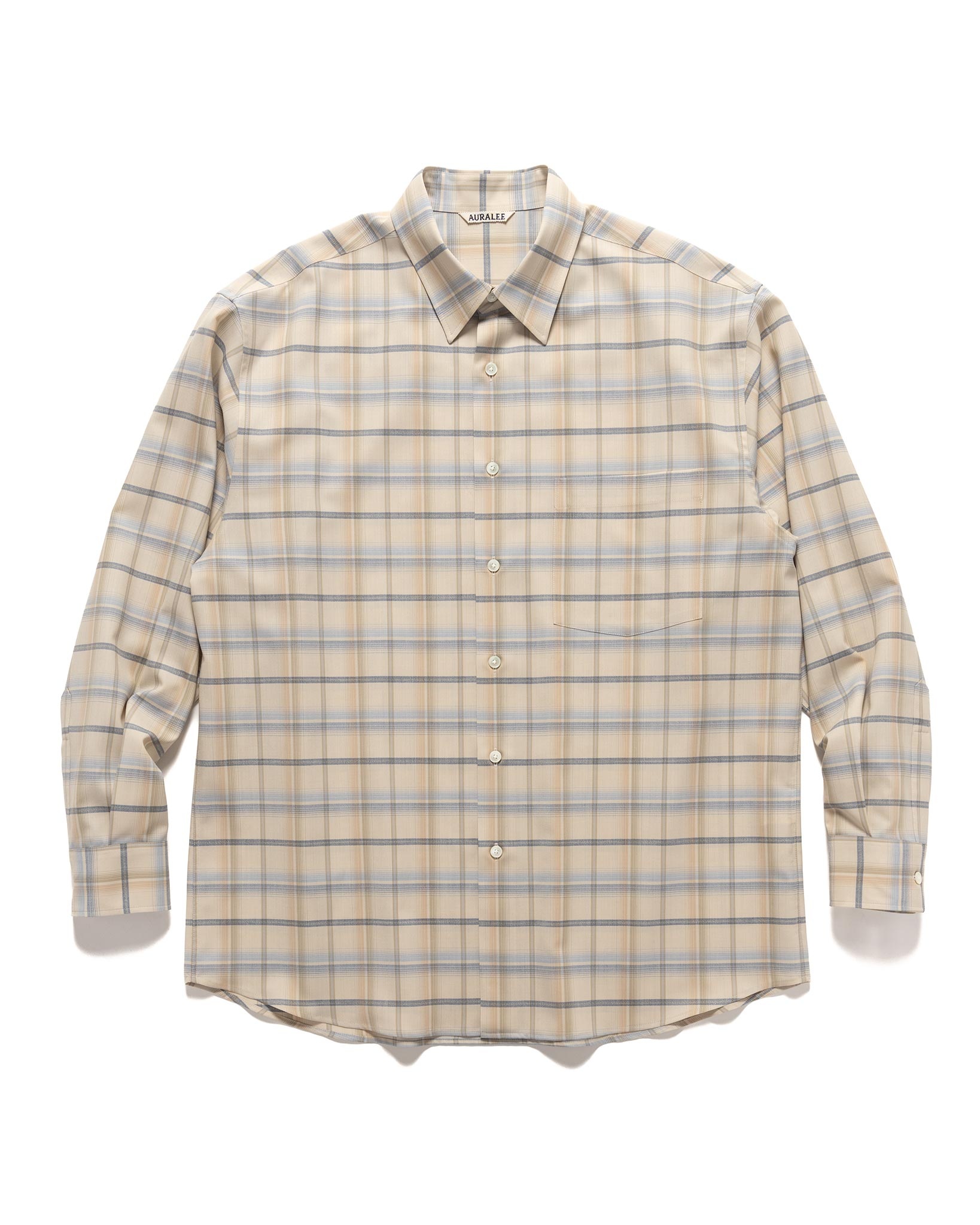 Super Light Wool Check Shirt Light Beige Check - 1