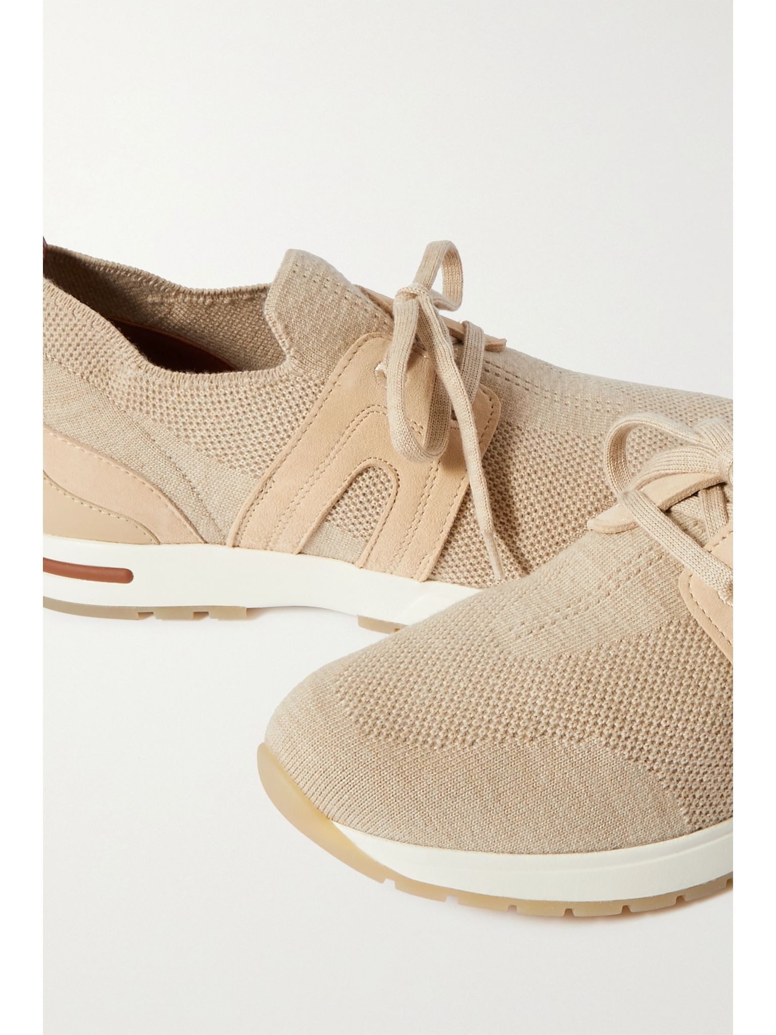 Flexy Lady wool, leather and suede sneakers Beige - 4