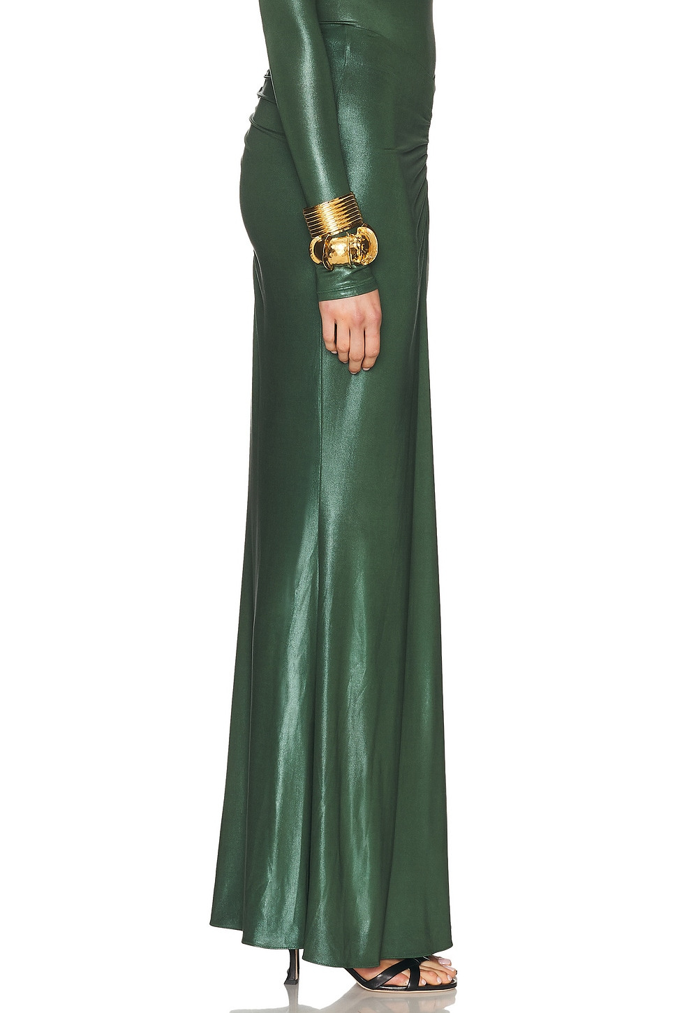 Coated Jersey Ruched Maxi Skirt - 3