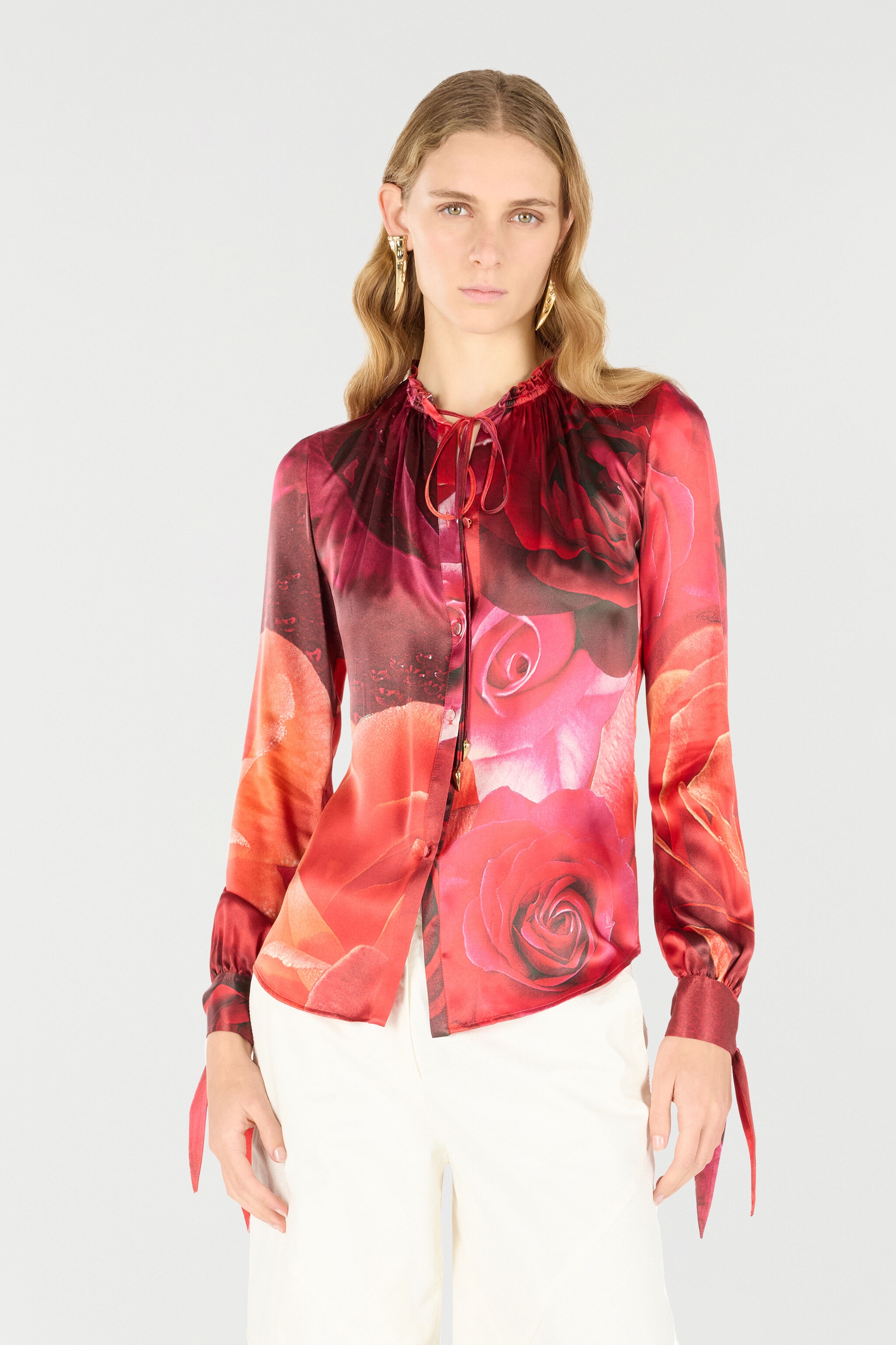 Rose-Print Silk Shirt - 3