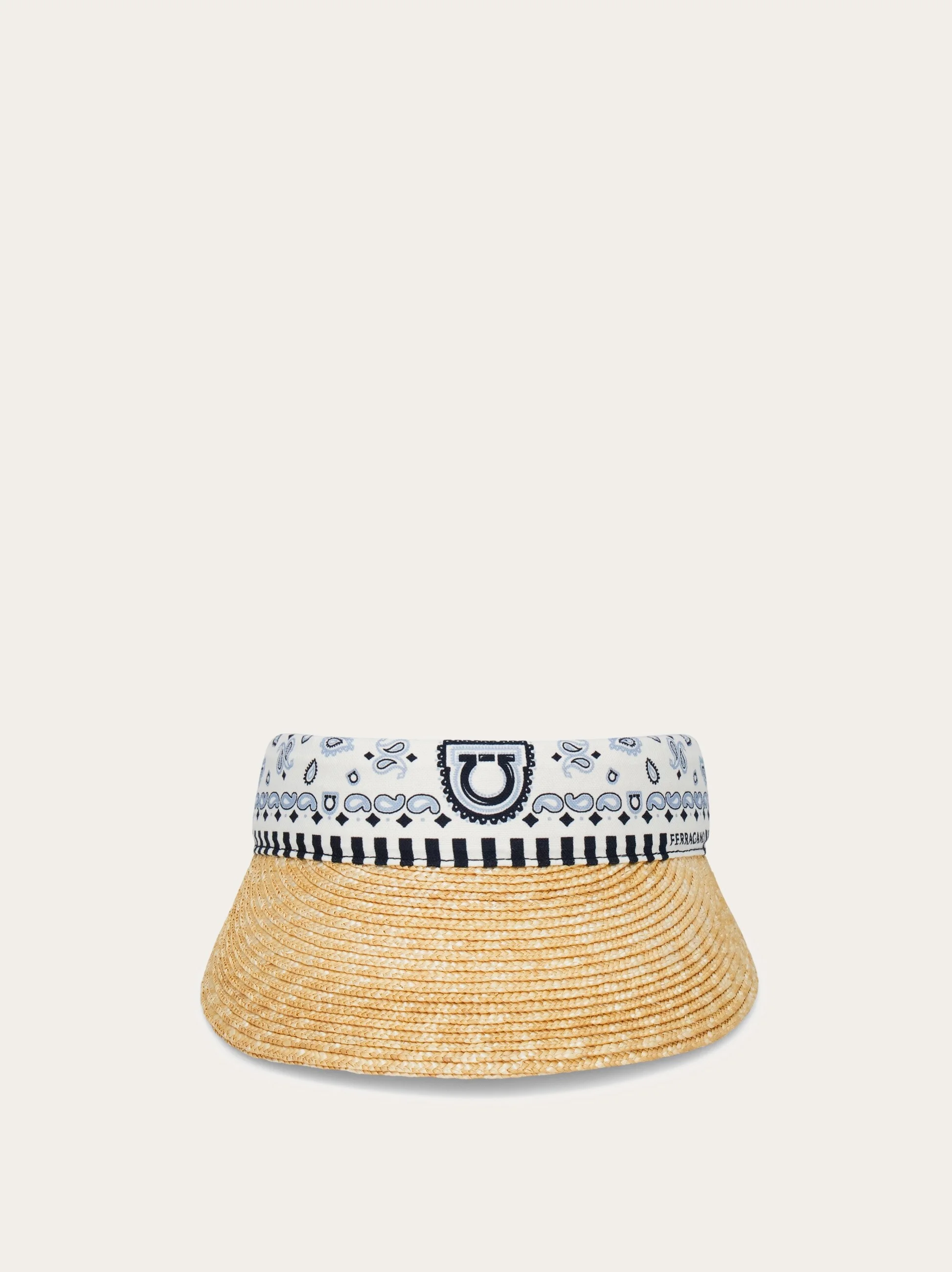 Arabesque print straw visor - 1
