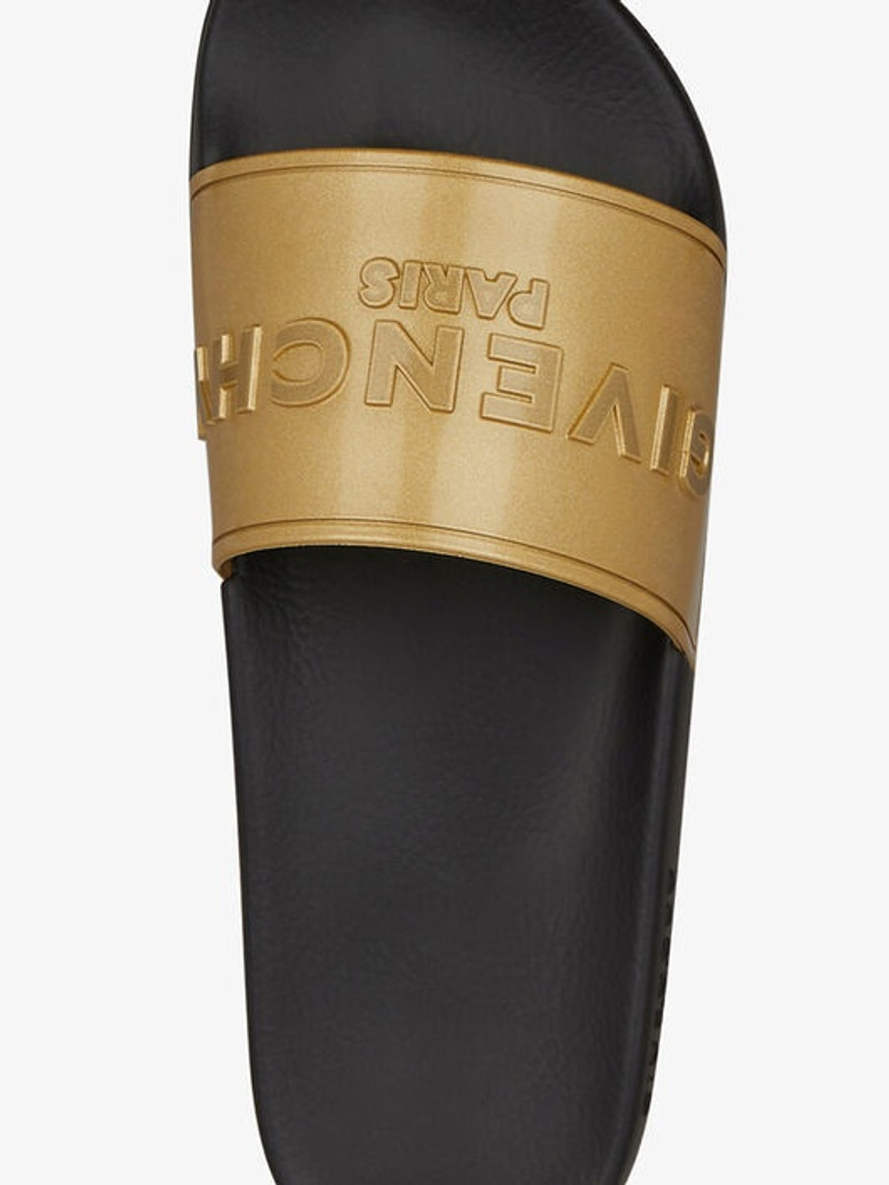 GIVENCHY PARIS METALLIZED FLAT SANDALS 7