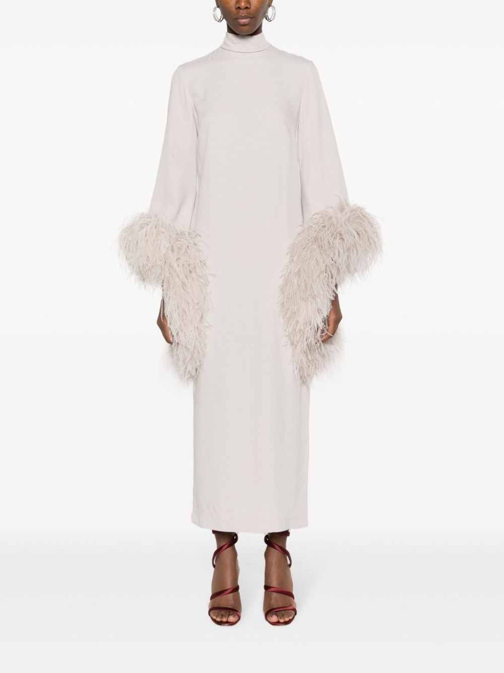 Feather sleeve midi-dress - 3