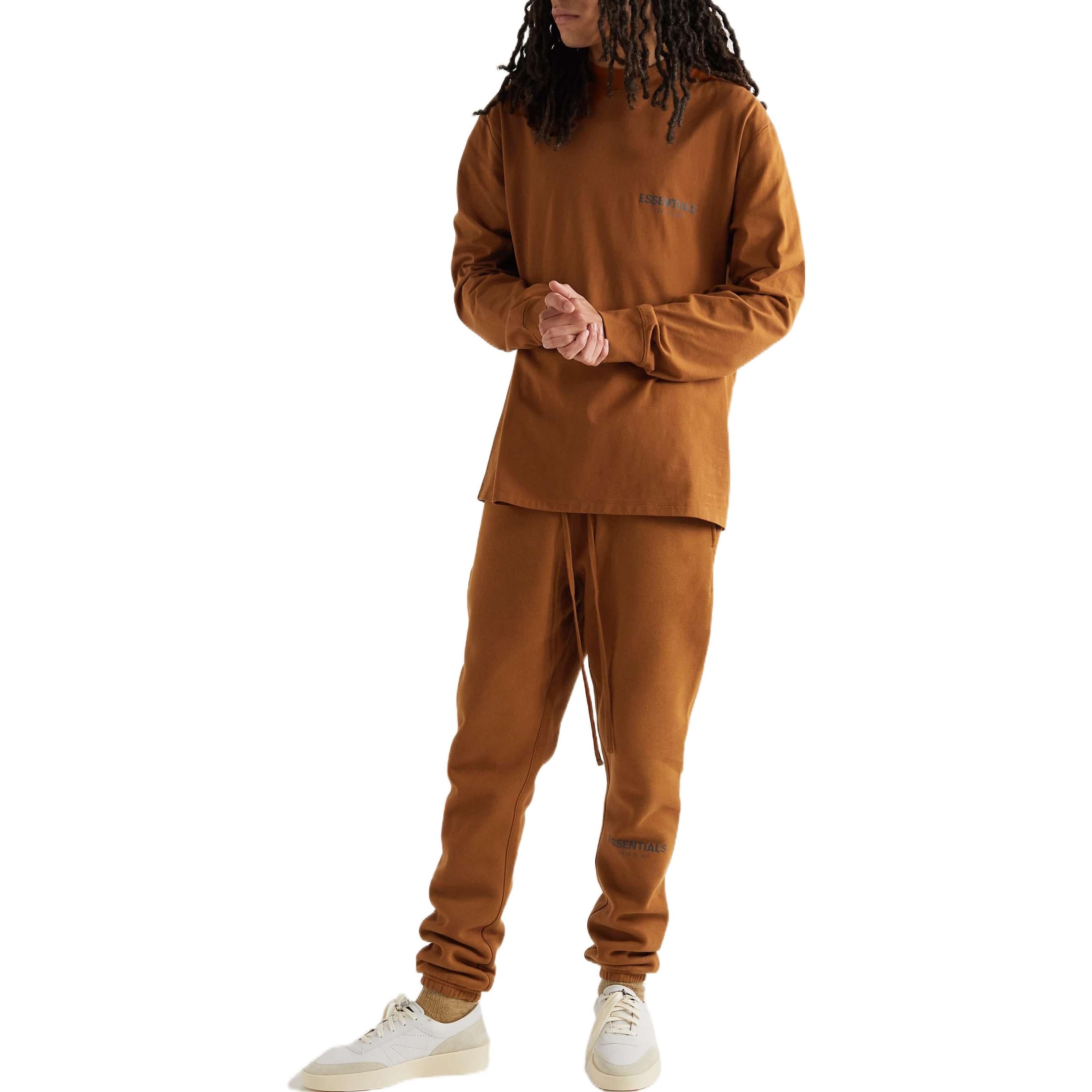 Fear of God Essentials SS22 Appliqud Logo-Print Cotton-Jersey T-Shirt Brown FOG-SS22-006 - 2