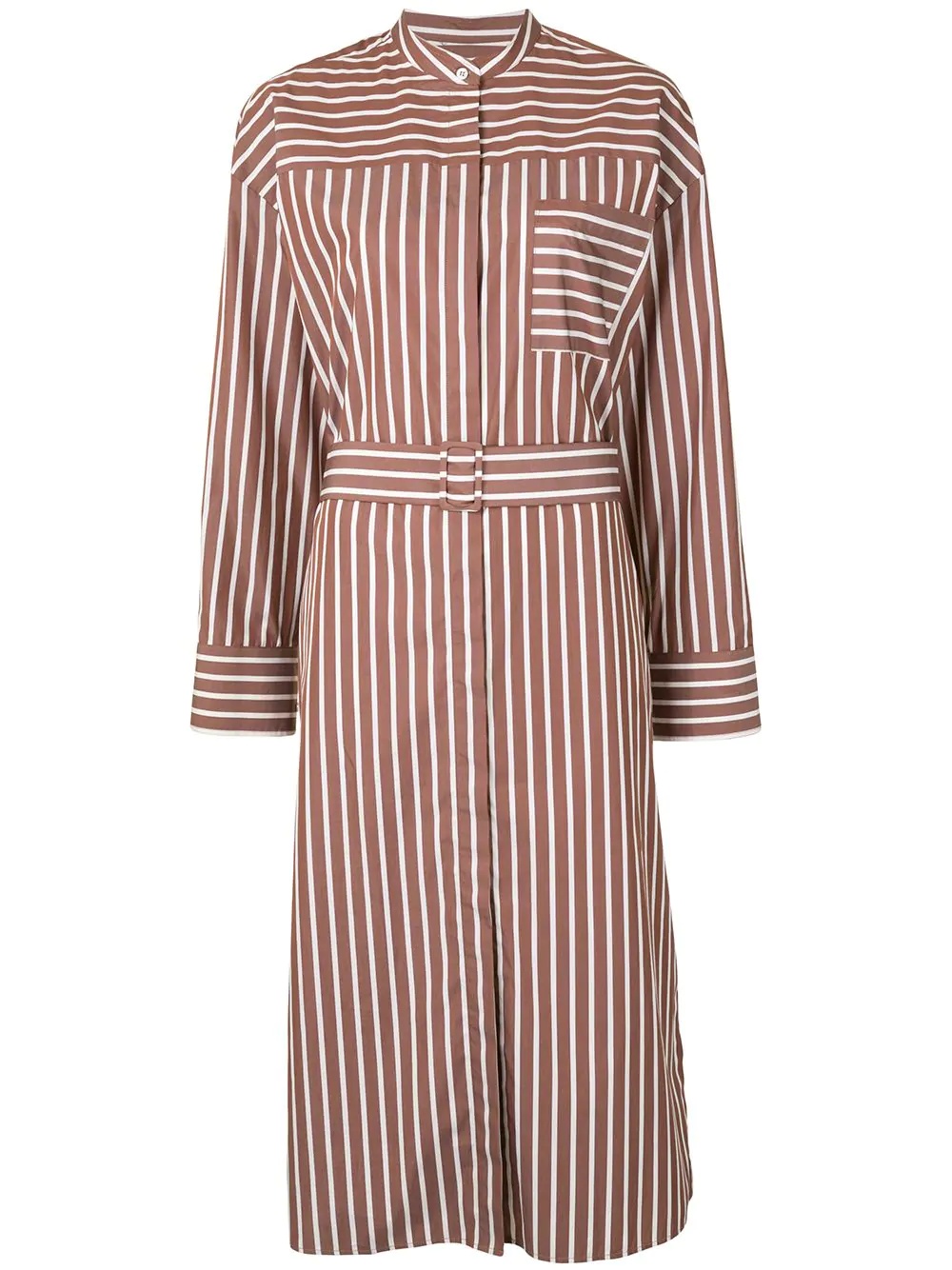 cotton striped, belted shirt dress - 1