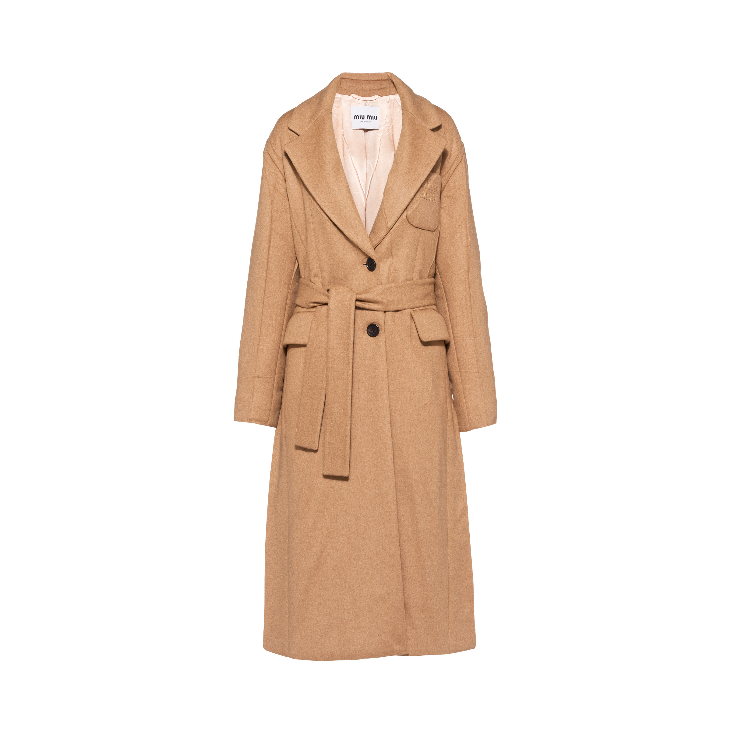 MIU MIU | CAMEL HAIR DOUBLE-BREASTED COAT コート 殿堂 HAIR CAMEL | MIU MIU DOUBLE-BREASTED (MiuMiu コート