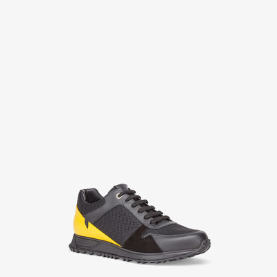 FENDI Black mesh and leather low-tops outlook