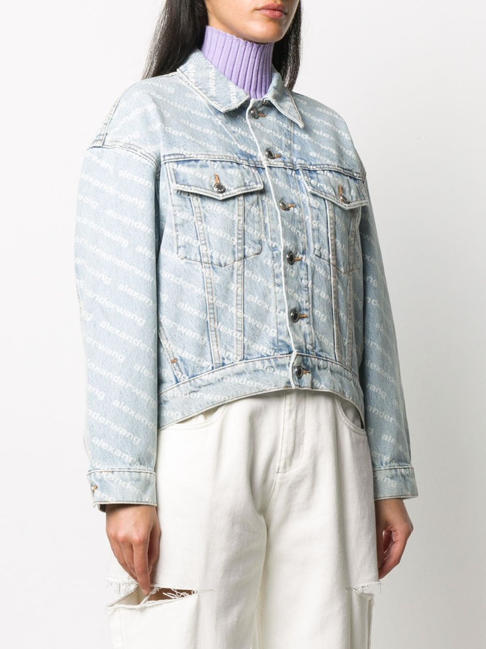 Falling Back logo-print denim jacket - 3