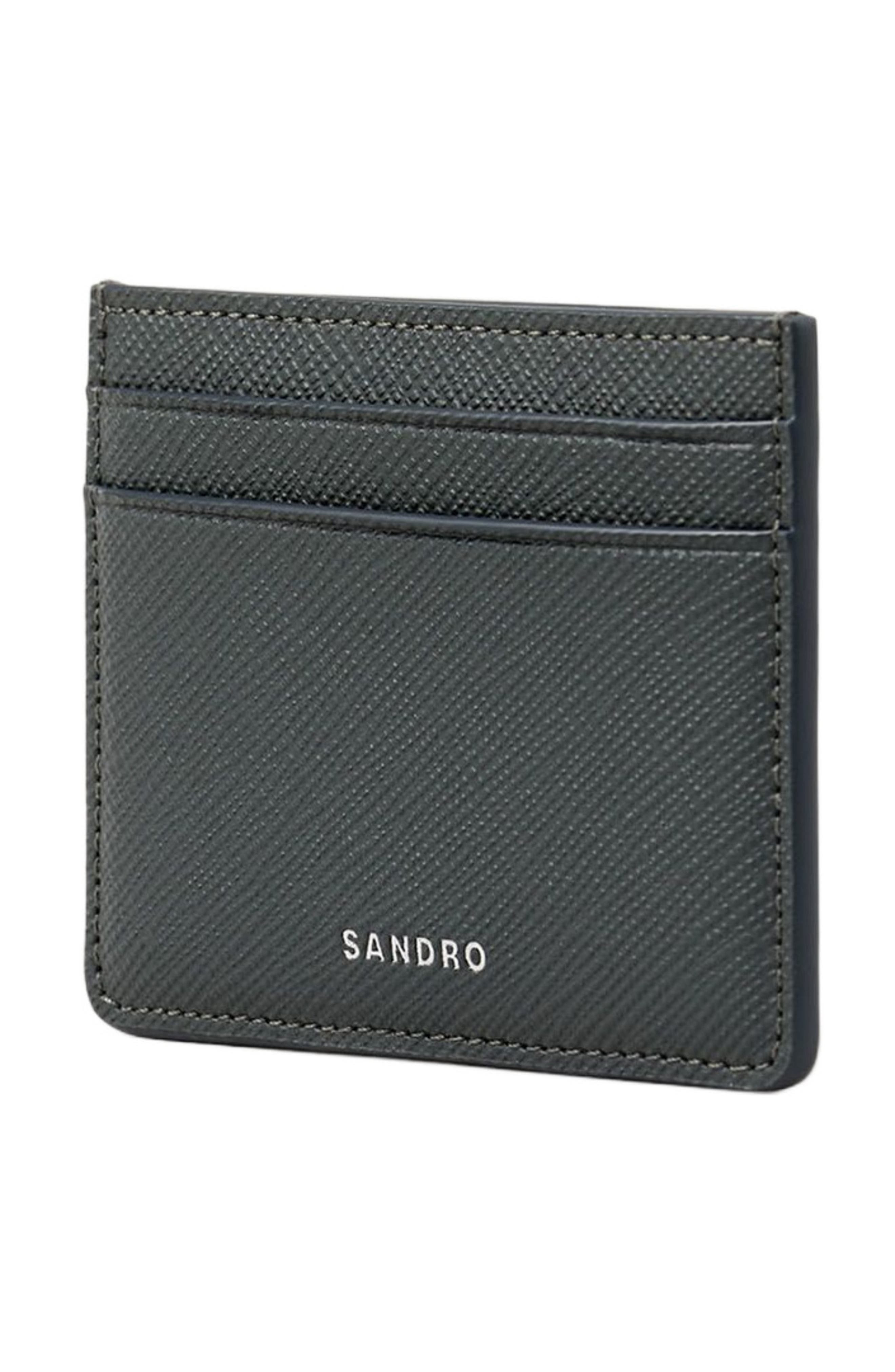 SANDRO Reconstituted leather cardholder in Steel at Nordstrom - 3