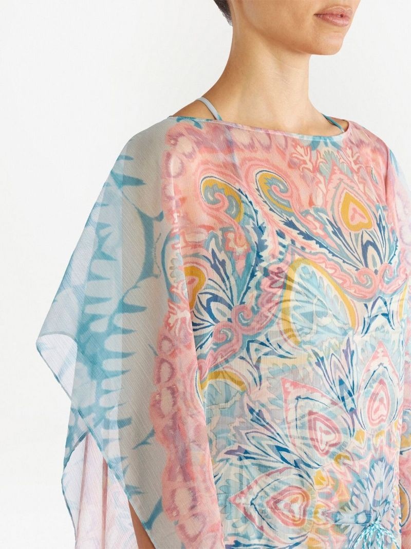 draped graphic-print shift dress - 4