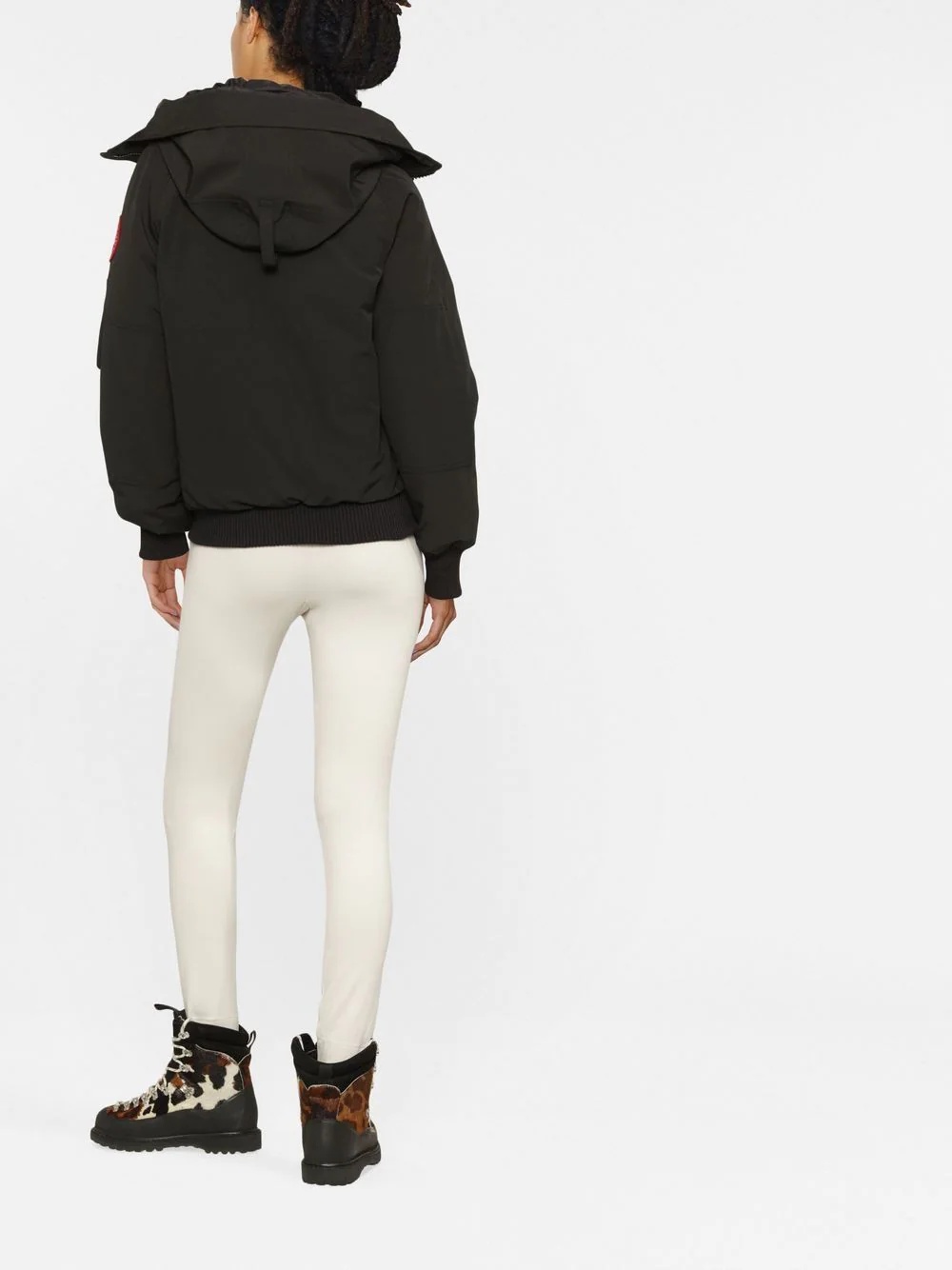 logo-patch hooded down jacket - 3