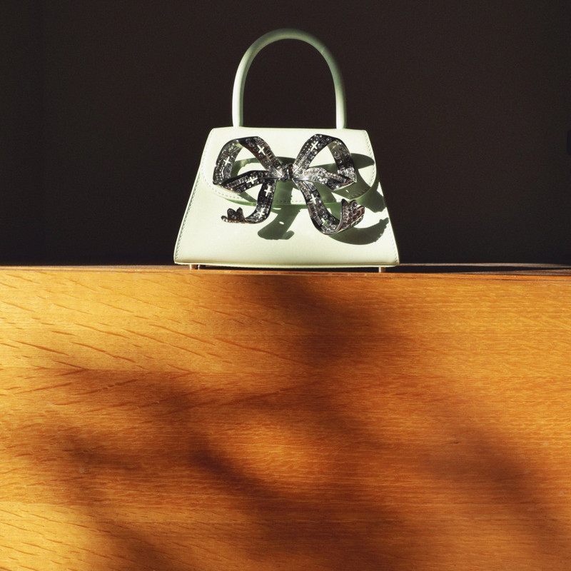 self-portrait The Bow Mini in Pistachio with Diamanté outlook