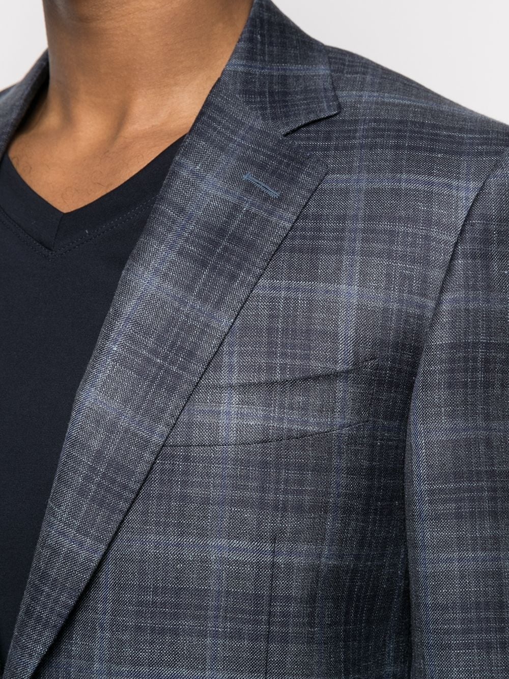 checked single-breasted blazer - 5