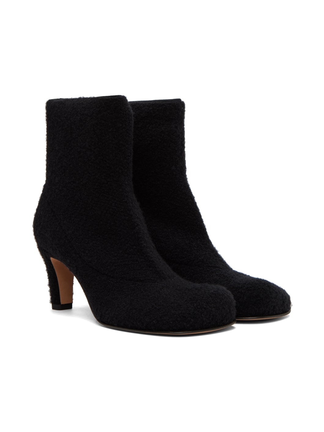 Black Wool Bouclé Boots - 4