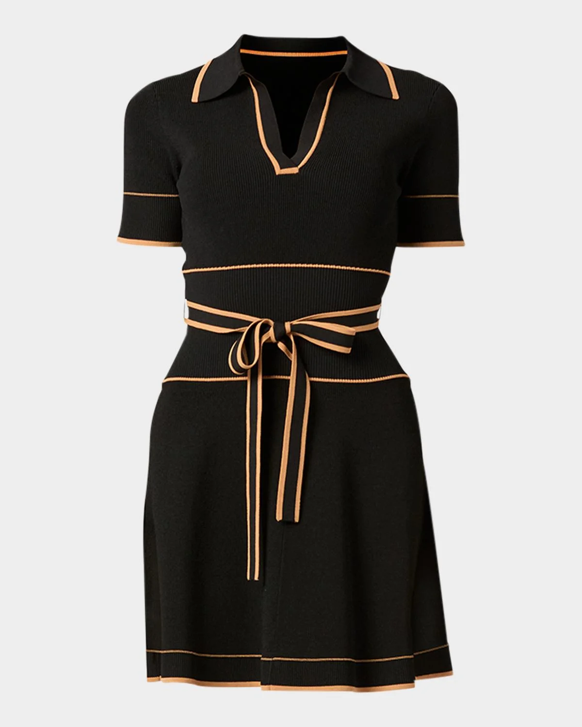 Maggie Tie-Waist Rib Knit Mini Dress - 1