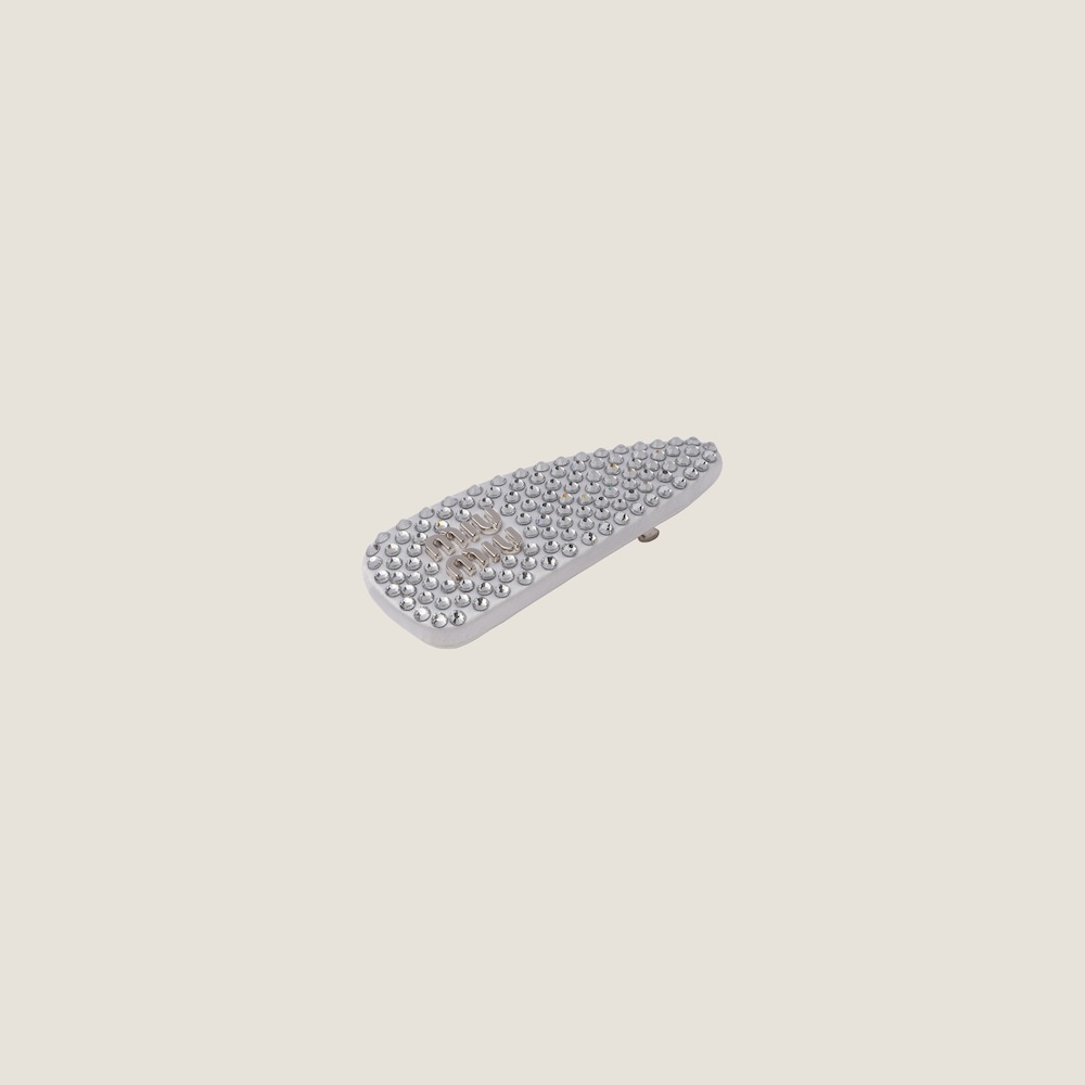 Satin hair clip with artificial crystals - 2