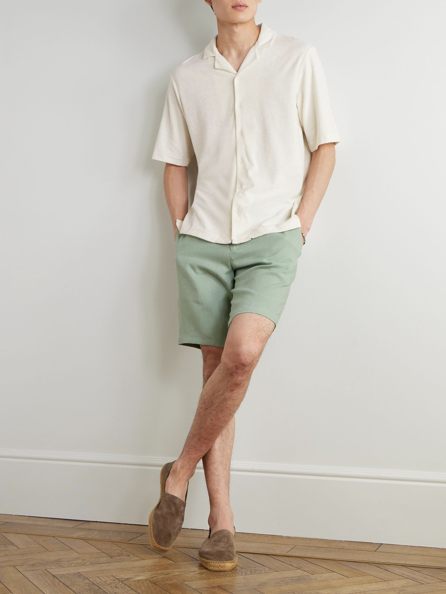 Camp-Collar Cotton-Terry Shirt Ecru - 2
