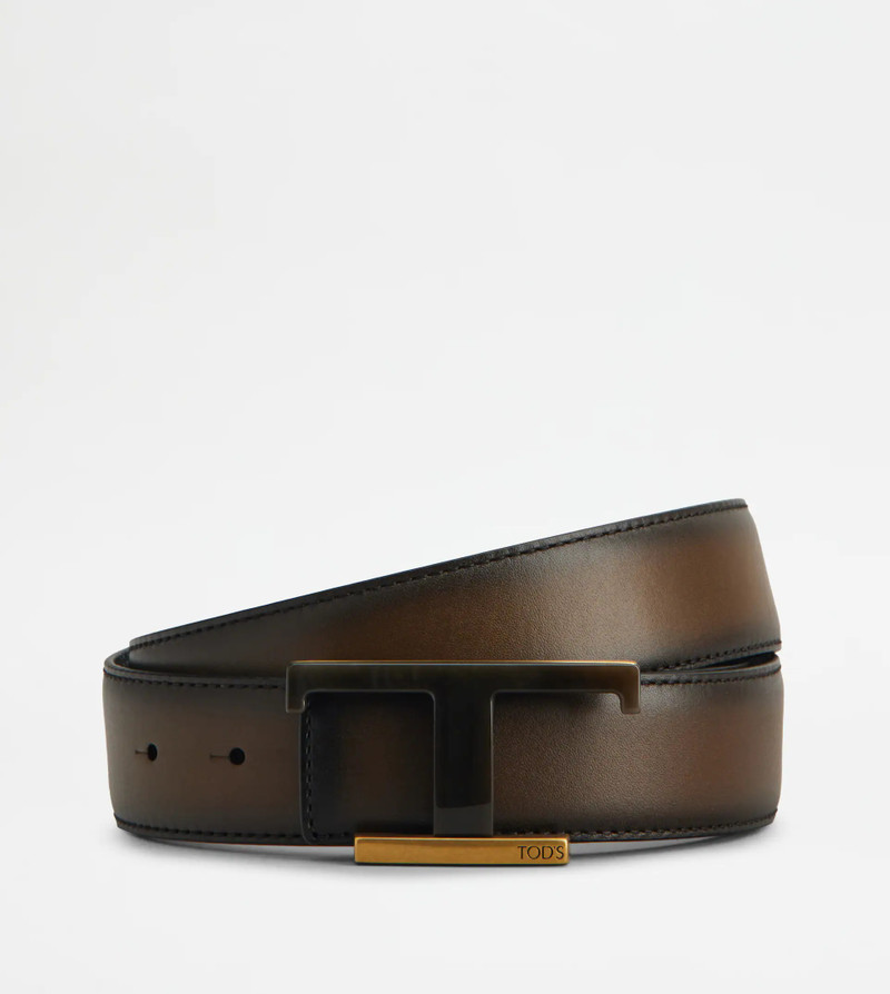 REVERSIBLE BELT IN LEATHER - BROWN, BLACK 1