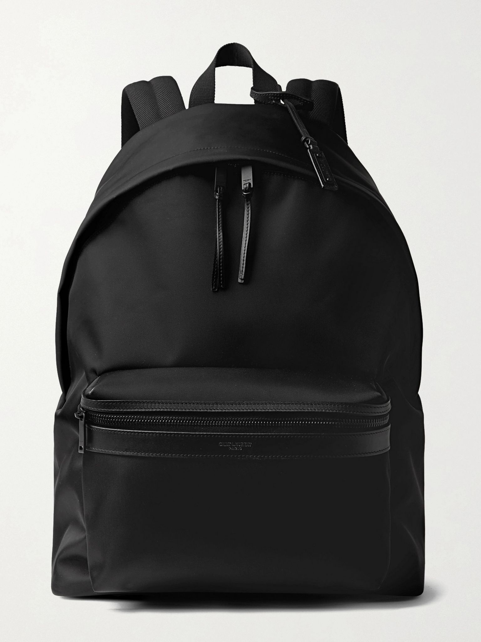 Leather-Trimmed Canvas Backpack - 1