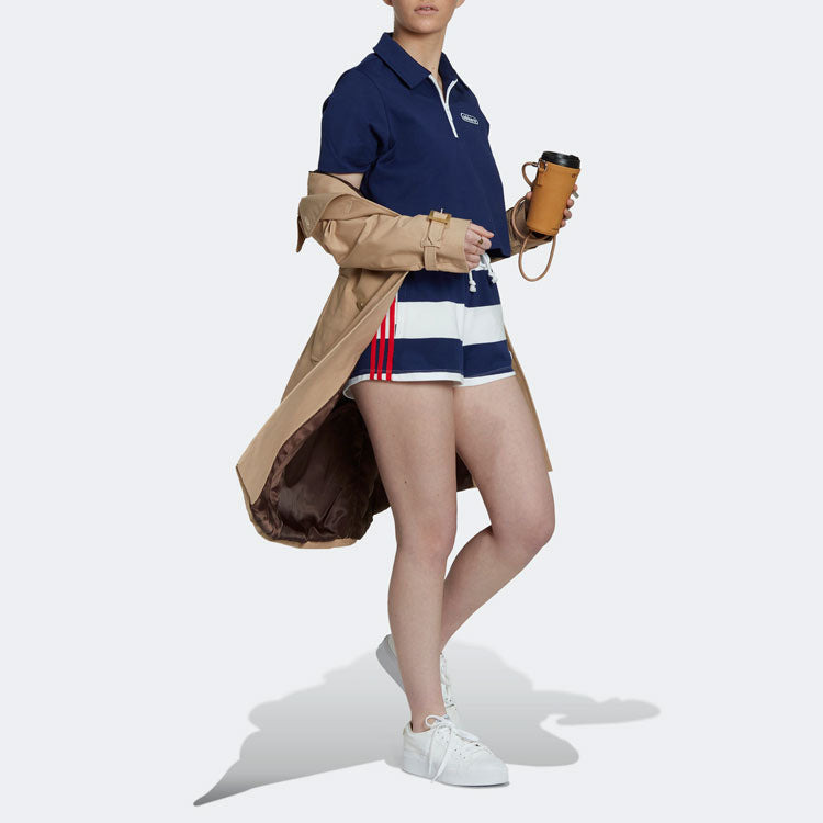 (WMNS) adidas Original Crop Zip Polo Shirt 'Night Sky' HL6572 - 2