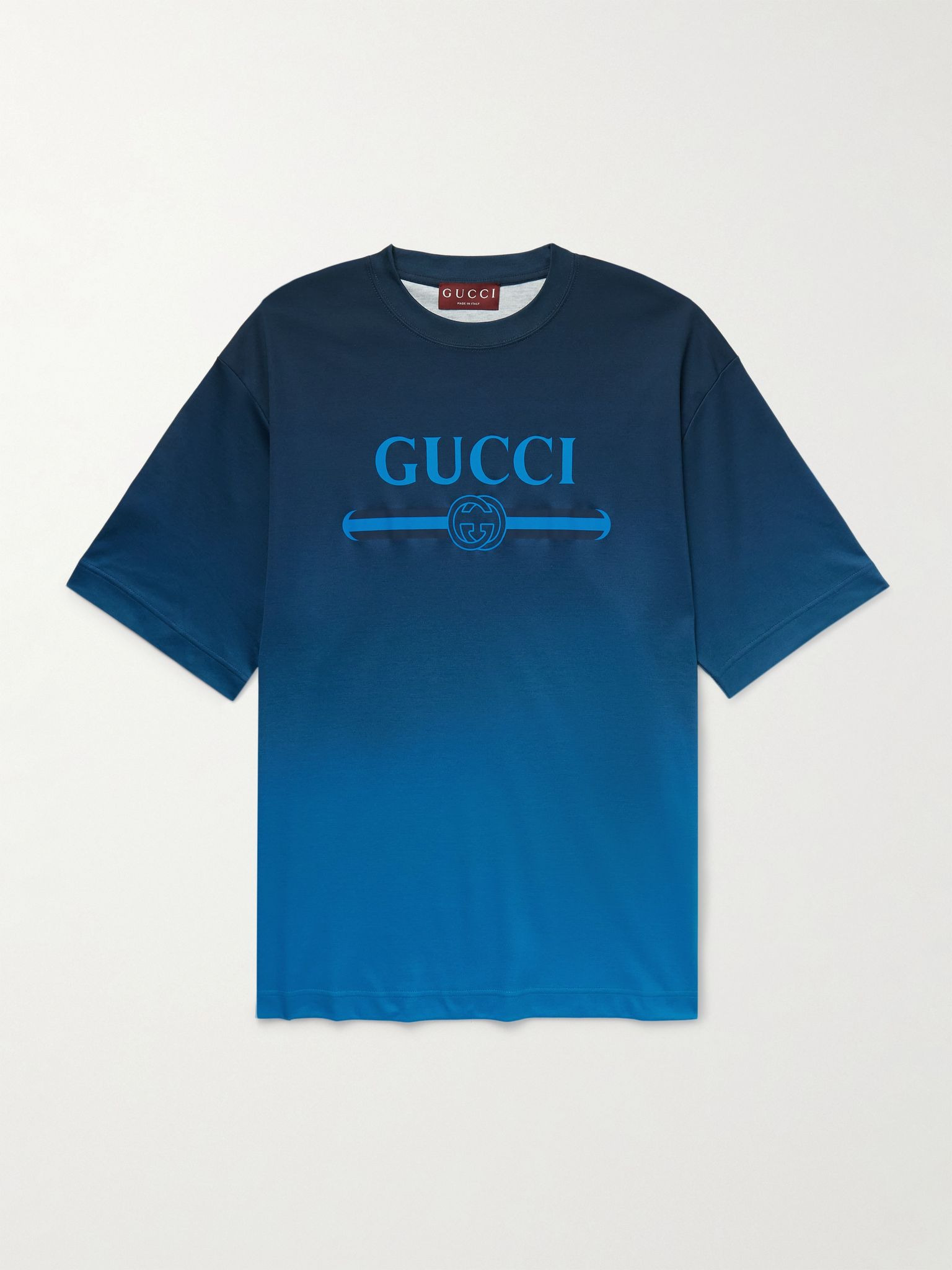 Ombré Logo-Print Cotton-Jersey T-Shirt Blue - 1