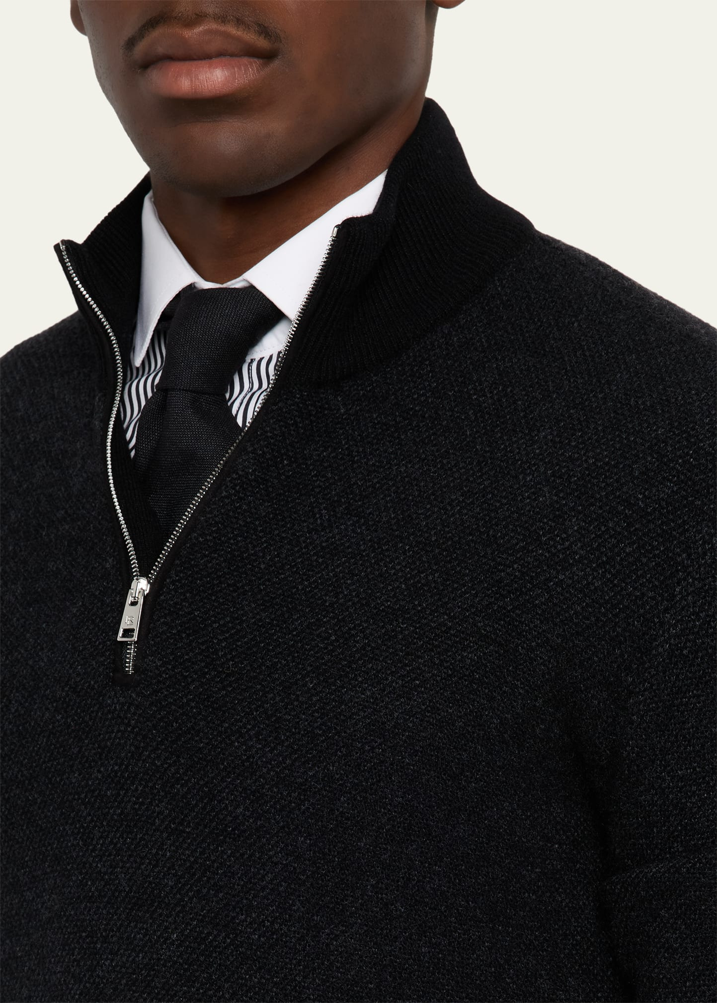 Men's Cashmere Birdseye Quarter-Zip Sweater - 5